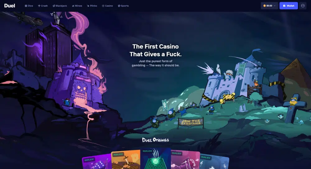 Duel Casino Homepage