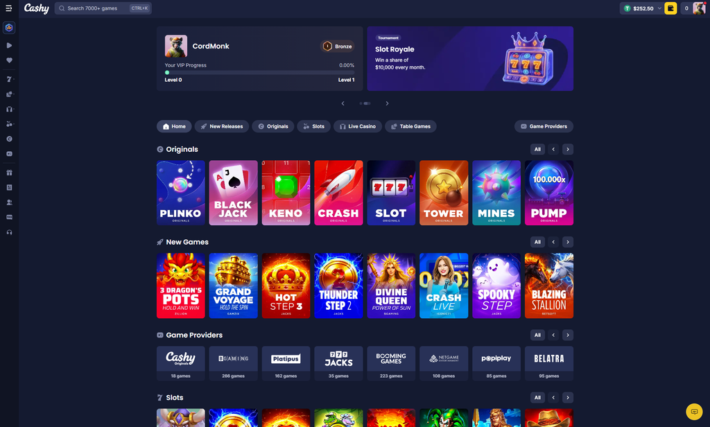 cashy casino homepage